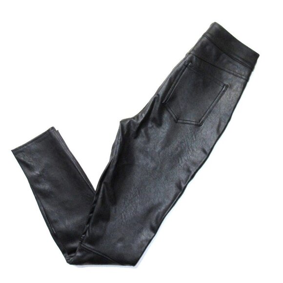 NWT Spanx Leather Like Ankle Skinny in Luxe Black Faux Vegan Pull-on Pant S Tall - Picture 8 of 8